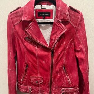 Genuine Leather Moto Jacket | Red Distressed Biker | NWT | Size M